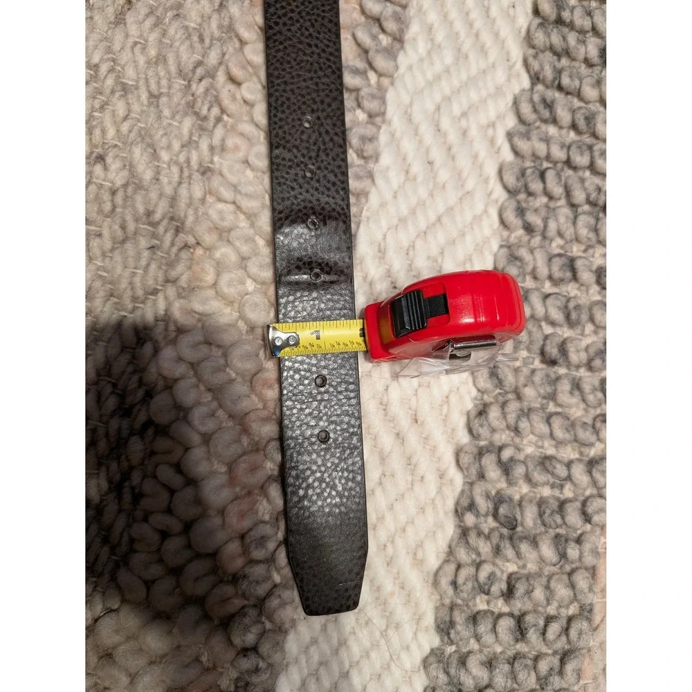 Mens Genuine Leather Belt Brown Pebble Grain Gunmetal Buckle Size 34